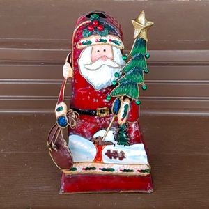 Santa Claus Tin Tea Light Holder